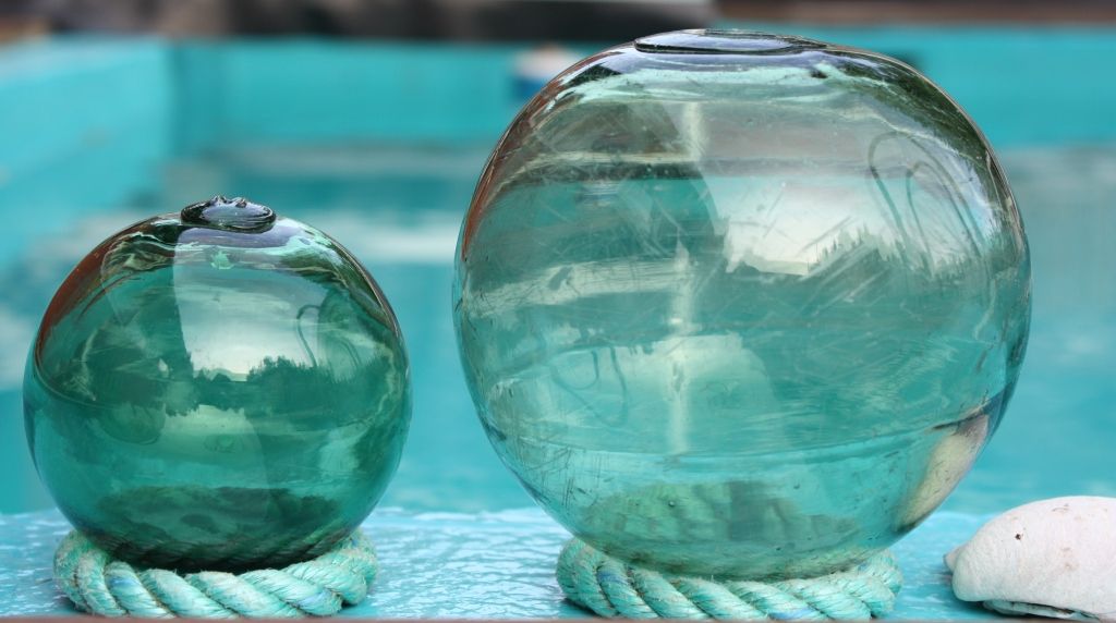 Lot of 2 Norwegian Glass Fishing Floats Buoys Nautical Maritime M & Clover marks eBay