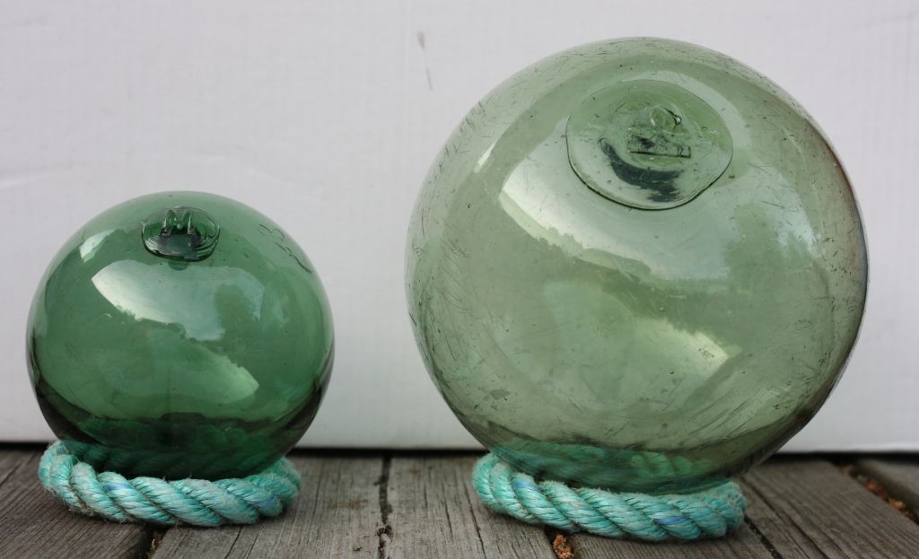 Lot of 2 Norwegian Glass Fishing Floats Buoys Nautical Maritime M & Clover marks eBay