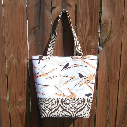 Quick Trip Diaper Bag/Tote Bag- Aviary Almond Sparrows