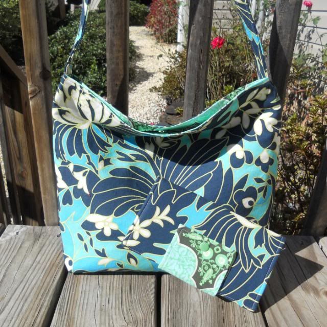 Slouch Hobo Bag & Wallet Set- Navy Wildflowers *special price*
