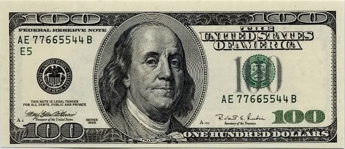 old 100 dollar bill back. 1 dollar bill back.