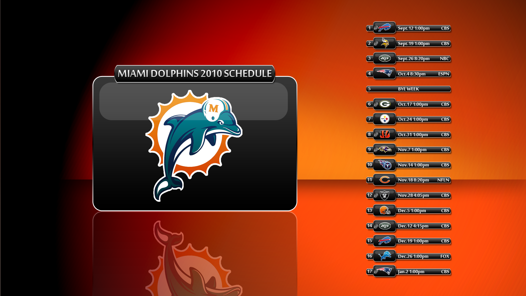 Miami Dolphins 2010 Schedule Wallpaper