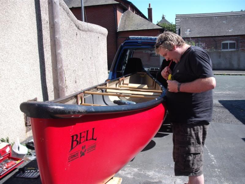 securing gear in the canoe