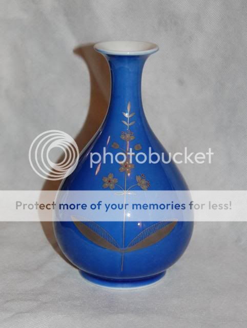Japanese Fukagawa Porcelain Blue Flower Vase